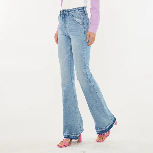 KanCan Denim - Kancan Aimmes High Rise Flare Jeans Release Hem Slanted Pockets NWT